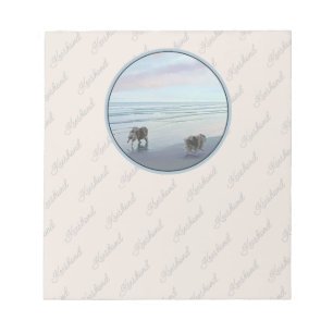 Keeshonds at the Seashore Painting Dog Art Notepad