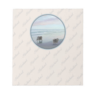 Keeshonds at the Seashore Painting Dog Art Notepad