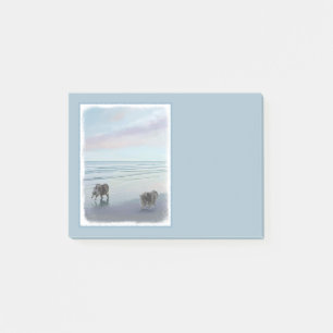 Keeshonds at the Seashore Painting Dog Art Post-it Notes