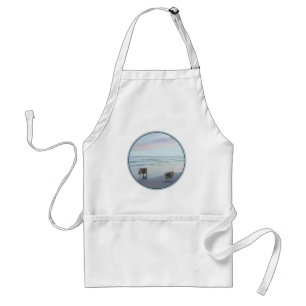 Keeshonds at the Seashore Painting Dog Art Standard Apron