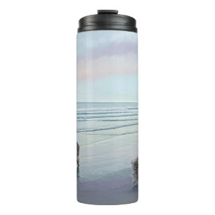 Keeshonds at the Seashore Painting Dog Art Thermal Tumbler