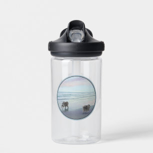Keeshonds at the Seashore Painting Dog Art Water Bottle