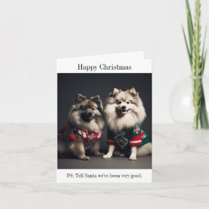 Keeshonds in Christmas Jumpers Card