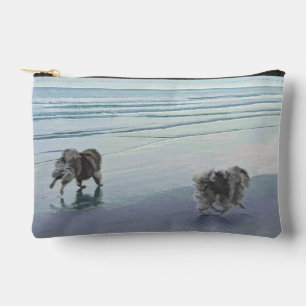Keeshonds Painting Seashore Beach Original Dog Art Accessory Pouch
