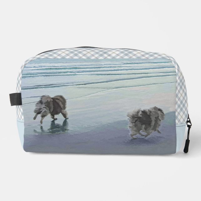 Keeshonds Painting Seashore Beach Original Dog Art Dopp Kit (Front)