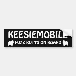 Keesiemobile Fuzz Butts on Board Keeshond Lover's Bumper Sticker
