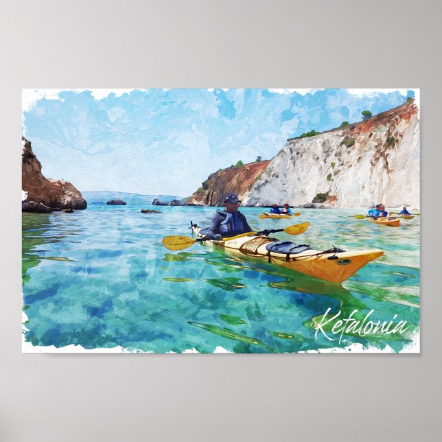 Kefalonia Greece Coastal View Painting Poster (Front)