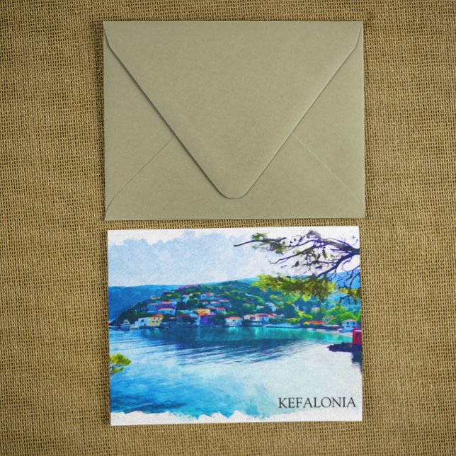 Kefalonia Greece Panorama View Postcard (kefalonia greek island panorama view postcard)
