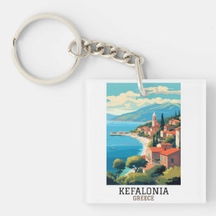 Kefalonia Greece Retro Vintage Travel Key Ring