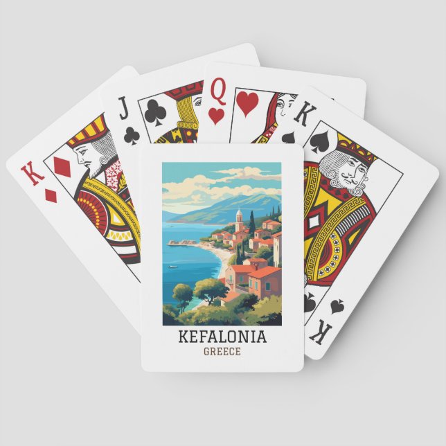 Kefalonia Greece Retro Vintage Travel Playing Cards (Back)