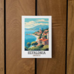 Kefalonia Greece Retro Vintage Travel Postcard<br><div class="desc">Stylish retro vintage travel showing a panorama view on the beautiful Greek island of Kefalonia. Nice Greece vacation artwork for every tourist and fan of the popular travel destination in the Mediterranean Sea. Make your own and purchase now.</div>