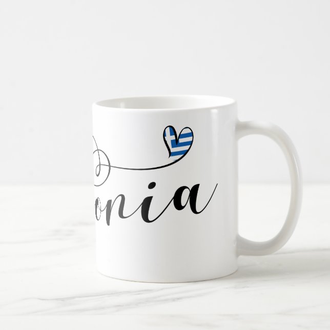 Kefalonia Heart Flag, Cephalonia, Greek Islands Coffee Mug (Right)