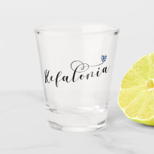 Kefalonia Heart Flag, Cephalonia, Greek Islands Shot Glass