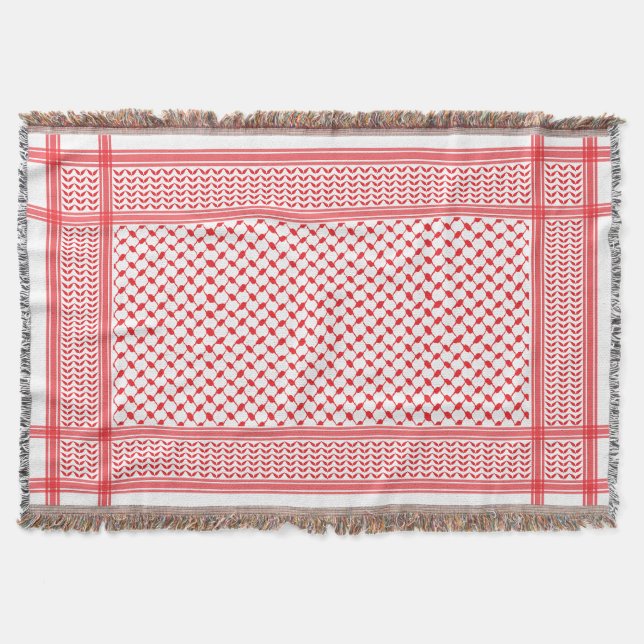 Keffiyeh Palestine Pattern Red Throw Blanket (Front)