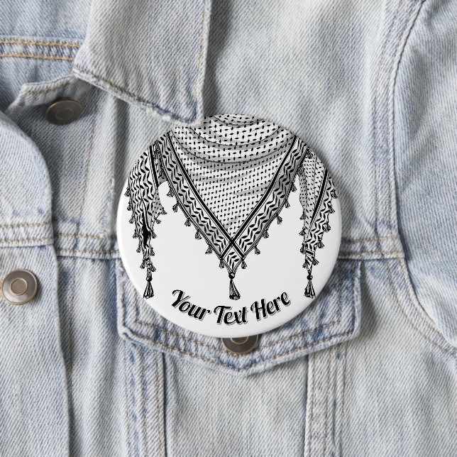 Keffiyeh Palestinian Scarf Traditional Fabric 10 Cm Round Badge (In Situ)