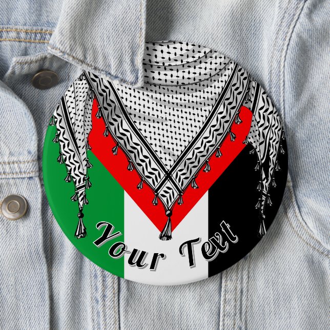 Keffiyeh Palestinian Scarf Traditional Fabric 6 Cm Round Badge (In Situ)
