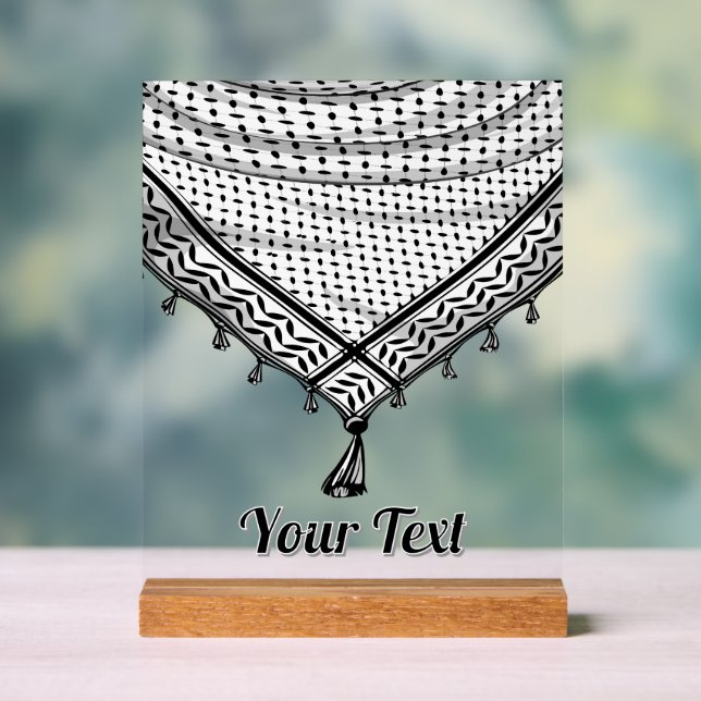 Keffiyeh Palestinian Scarf Traditional Fabric Acrylic Sign (Neutral)