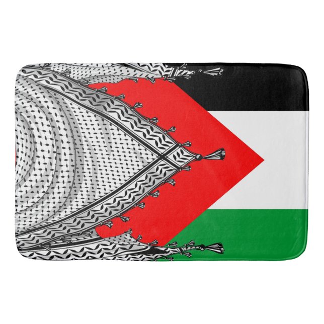 Keffiyeh Palestinian Scarf Traditional Fabric Bath Mat (Front)