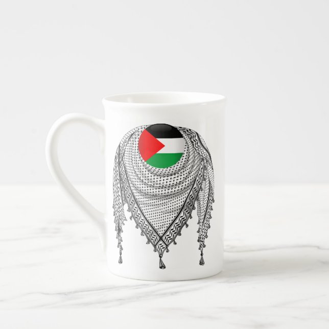Keffiyeh Palestinian Scarf Traditional Fabric Bone China Mug (Left)