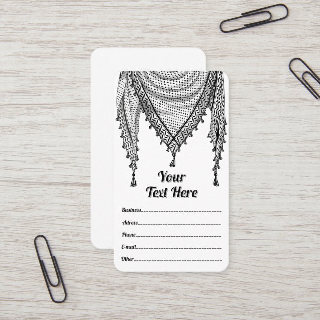Keffiyeh Palestinian Scarf Traditional Fabric Business Card (Front/Back In Situ)