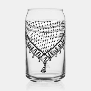 Keffiyeh Palestinian Scarf Traditional Fabric Can Glass