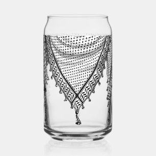 Keffiyeh Palestinian Scarf Traditional Fabric Can Glass