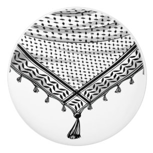Keffiyeh Palestinian Scarf Traditional Fabric Ceramic Knob