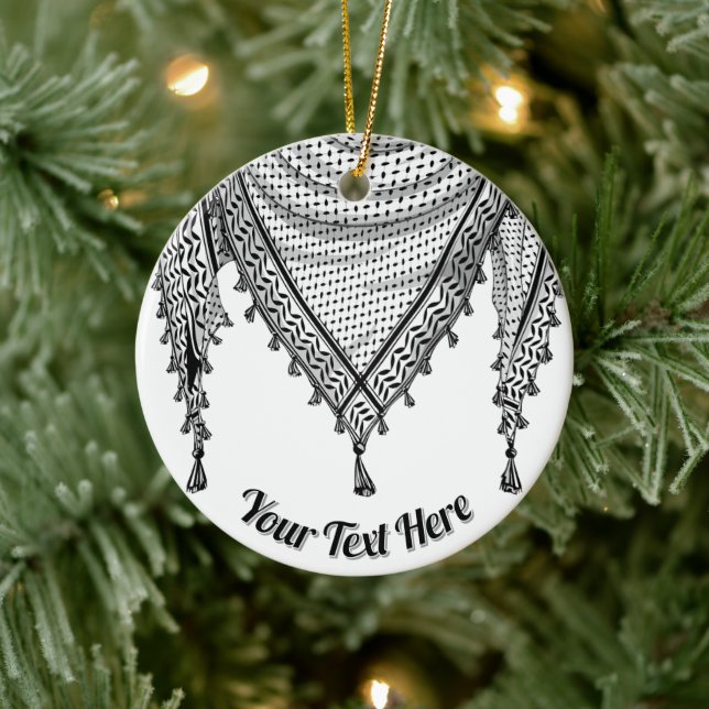 Keffiyeh Palestinian Scarf Traditional Fabric Ceramic Tree Decoration (Tree)