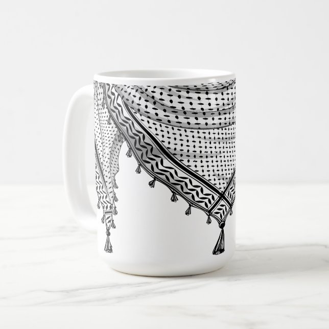 Keffiyeh Palestinian Scarf Traditional Fabric Coffee Mug (Front Left)