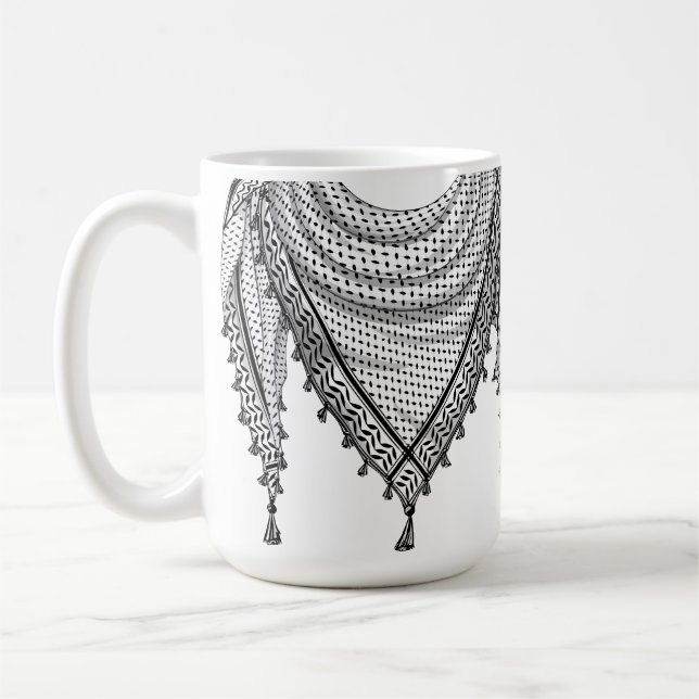 Keffiyeh Palestinian Scarf Traditional Fabric Coffee Mug (Left)