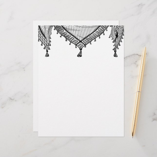Keffiyeh Palestinian Scarf Traditional Fabric Custom Letterhead (Front/Back In Situ)