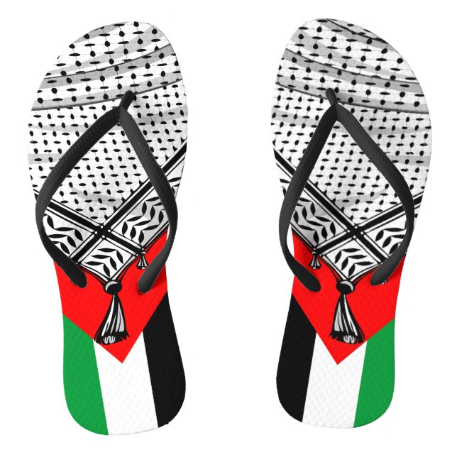 Keffiyeh Palestinian Scarf Traditional Fabric Flip Flops (Footbed)