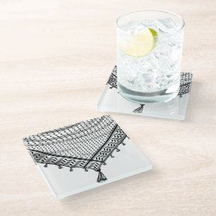 Keffiyeh Palestinian Scarf Traditional Fabric Glass Coaster