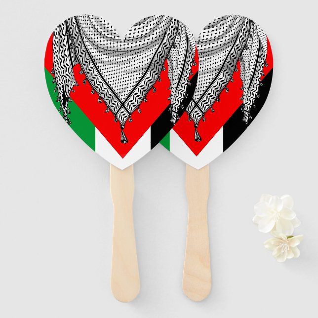 Keffiyeh Palestinian Scarf Traditional Fabric Hand Fan (Front and Back)
