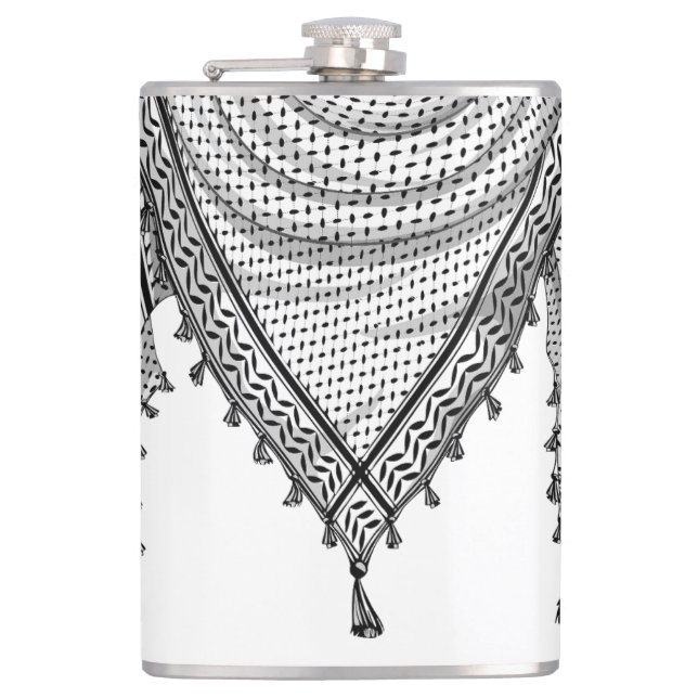 Keffiyeh Palestinian Scarf Traditional Fabric Hip Flask (Front)