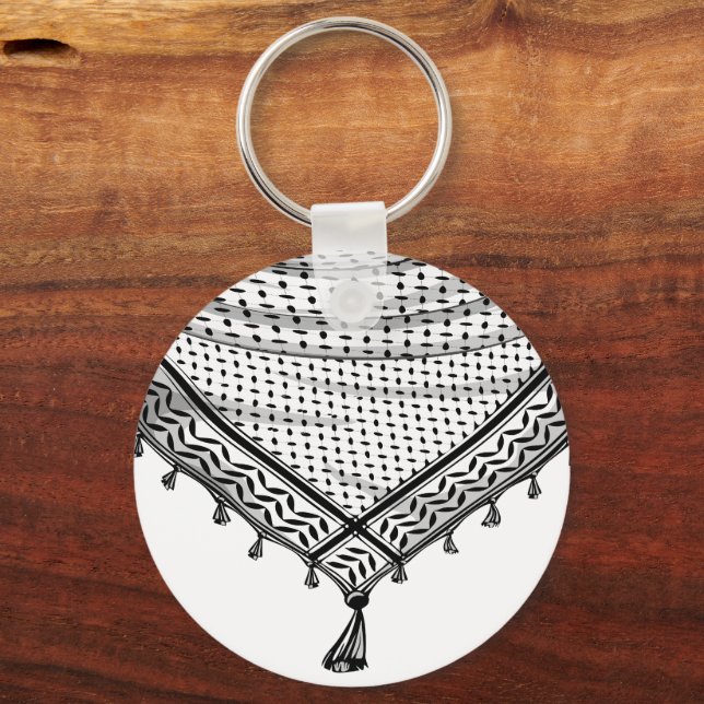Keffiyeh Palestinian Scarf Traditional Fabric Key Ring (Front)