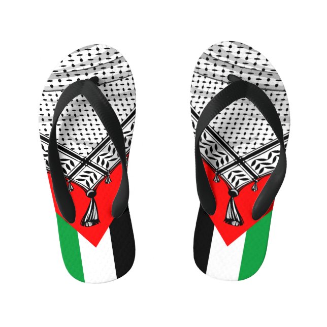 Keffiyeh Palestinian Scarf Traditional Fabric Kid's Flip Flops (Footbed)