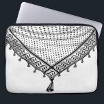 Keffiyeh Palestinian Scarf Traditional Fabric Laptop Sleeve<br><div class="desc">Palestinian / Arab Keffiyeh black and white Scarf designed as if wrapped around the neck, element isolated on white. The keffiyeh, also known as a hatta, is a traditional Arab headdress. Historically, it was worn by nomadic communities — or Bedouins — in historic Palestine. It's typically made of cotton and...</div>