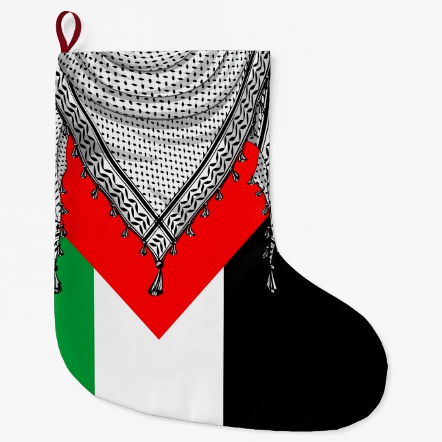 Keffiyeh Palestinian Scarf Traditional Fabric Large Christmas Stocking (Front)