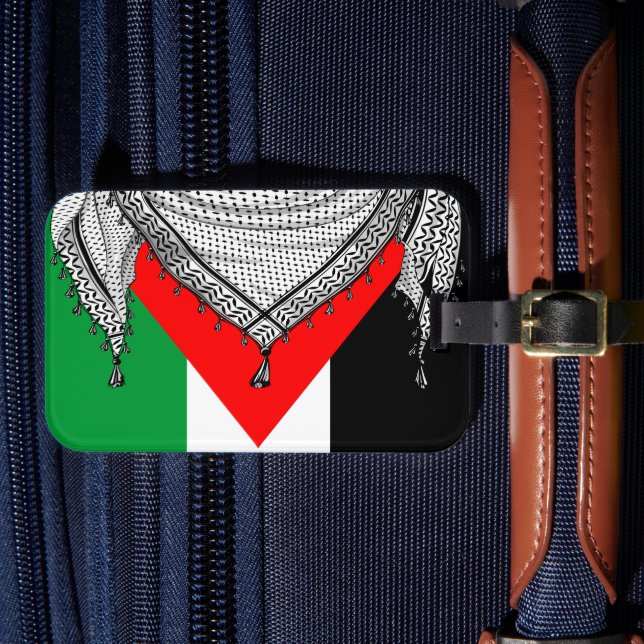 Keffiyeh Palestinian Scarf Traditional Fabric Luggage Tag (Front Insitu 4)