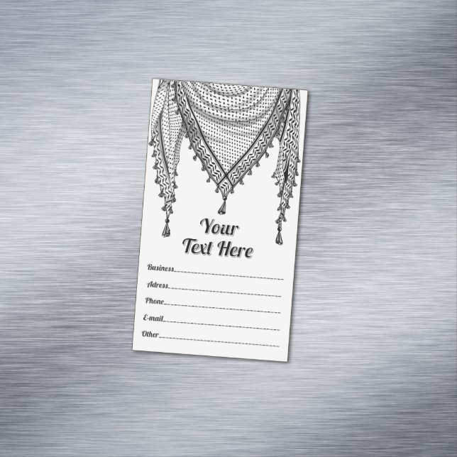 Keffiyeh Palestinian Scarf Traditional Fabric Magnetic Business Card (In Situ)