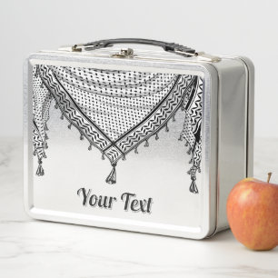 Keffiyeh Palestinian Scarf Traditional Fabric Metal Lunch Box