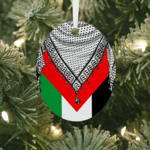 Keffiyeh Palestinian Scarf Traditional Fabric Metal Tree Decoration