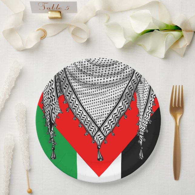 Keffiyeh Palestinian Scarf Traditional Fabric Paper Plate (Wedding)