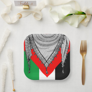 Keffiyeh Palestinian Scarf Traditional Fabric Paper Plate