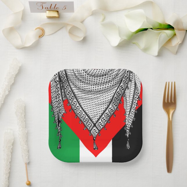 Keffiyeh Palestinian Scarf Traditional Fabric Paper Plate (Wedding)
