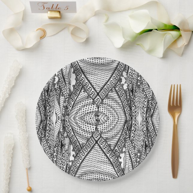 Keffiyeh Palestinian Scarf Traditional Fabric Paper Plate (Wedding)
