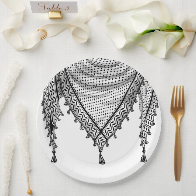 Keffiyeh Palestinian Scarf Traditional Fabric Paper Plate (Wedding)