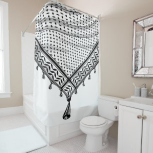 Keffiyeh Palestinian Scarf Traditional Fabric Shower Curtain