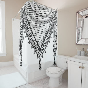 Keffiyeh Palestinian Scarf Traditional Fabric Shower Curtain